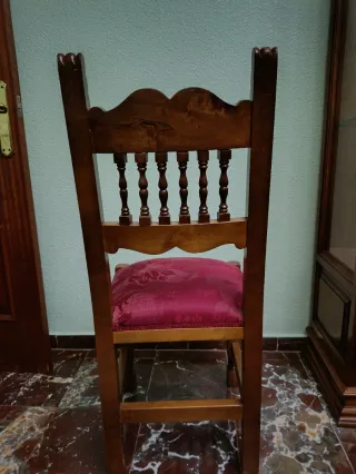 Juego 6 Sillas Salón Madera Tapizado