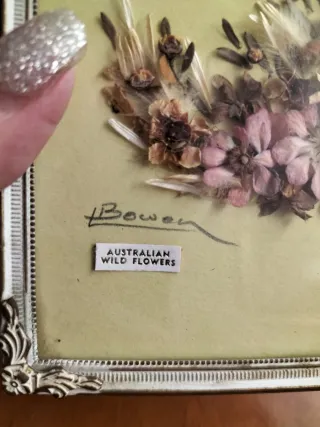 Quadretto vintage fiori secchi Bowen