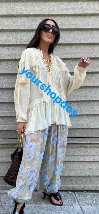 Blusa volantes encaje zw coleccion zara