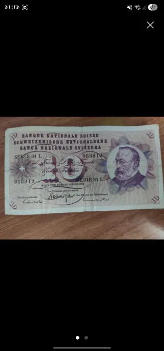 Lote Billetes Suizos Francos