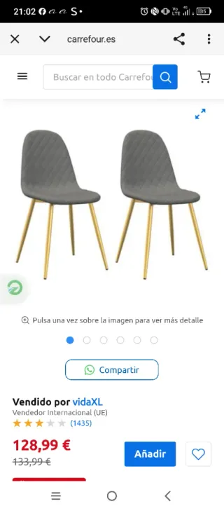 Sillas de diseño tapizadas en gris