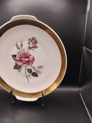 🇨🇿 Fuente porcelana Checa dorada rosas