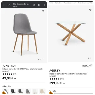 Mesa cristal redonda y 4 sillas