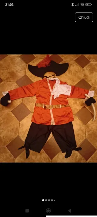 Costume Capitan uncino bimbo 7/8 anni Disney