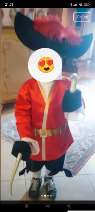 Costume Capitan uncino bimbo 7/8 anni Disney