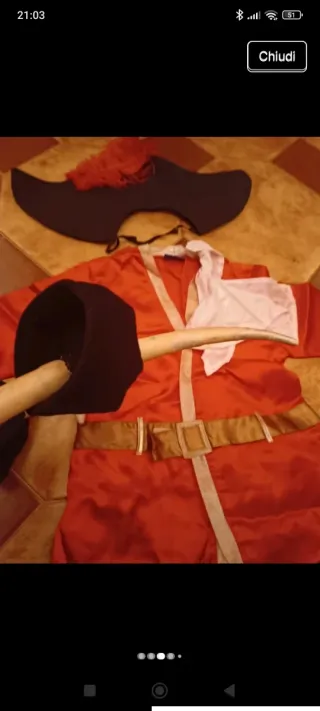 Costume Capitan uncino bimbo 7/8 anni Disney