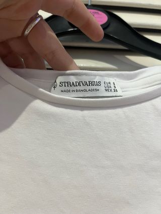 Camiseta Top Básica Blanca Stradivarius Talla S
