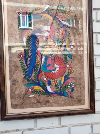 Cuadro pintura Mexicano sobre Amate corteza árbol