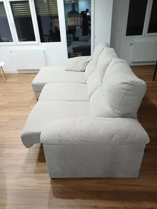 Sofá Chaise Longe Beige Tela