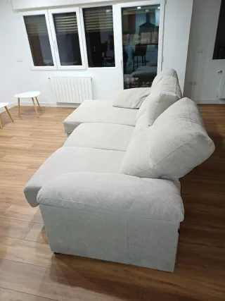 Sofá Chaise Longe Beige Tela