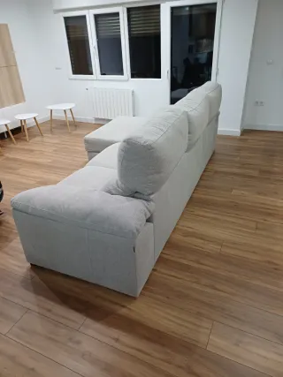 Sofá Chaise Longe Beige Tela