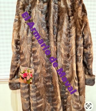 Abrigo piel de pelo natural marrón con viso