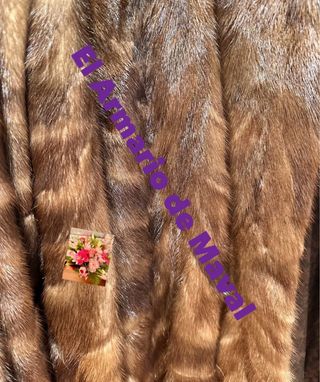 Abrigo piel de pelo natural marrón con viso