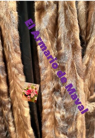 Abrigo piel de pelo natural marrón con viso