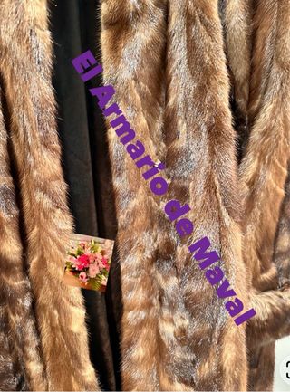 Abrigo piel de pelo natural marrón con viso