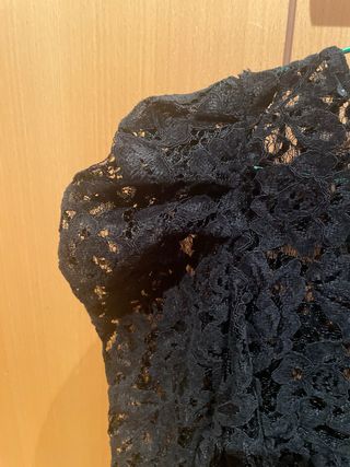 Blusa Zara encaje semitransparente negro S
