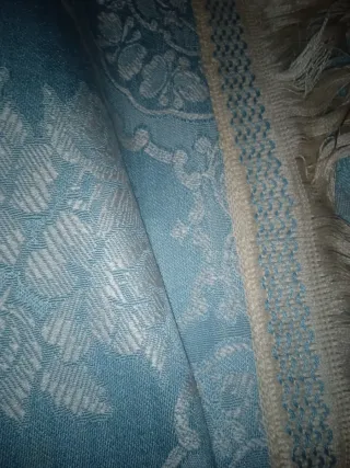 Colcha vintage azul y blanco