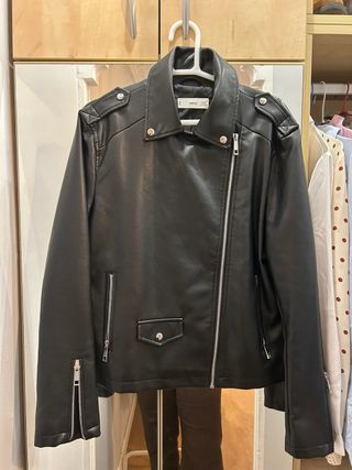 Chaqueta Biker Mango Negra Mujer