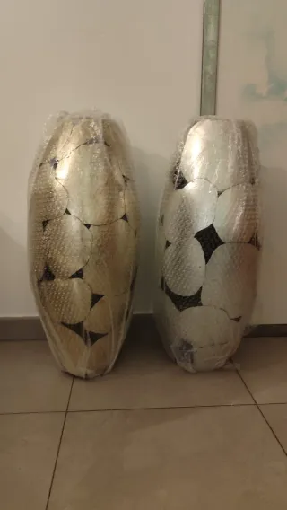 Jarrón Metálico DKD Home Decor Dorado y Plateado