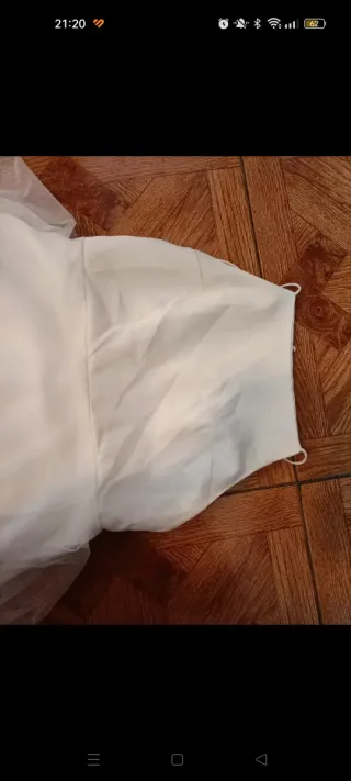 Vestido de novia de crepe y falda de tul caído 36