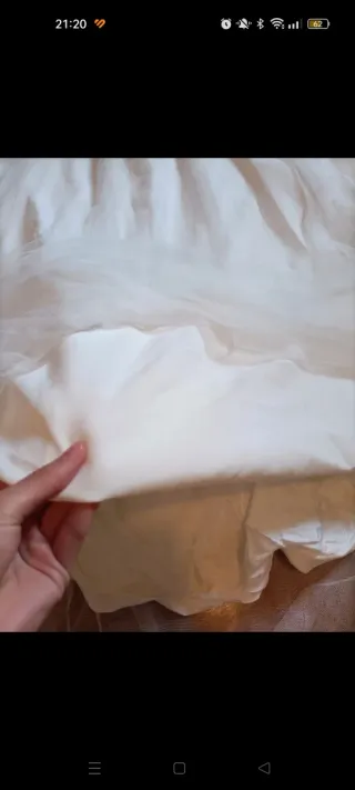 Vestido de novia de crepe y falda de tul caído 36