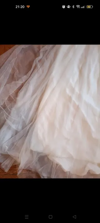 Vestido de novia de crepe y falda de tul caído 36