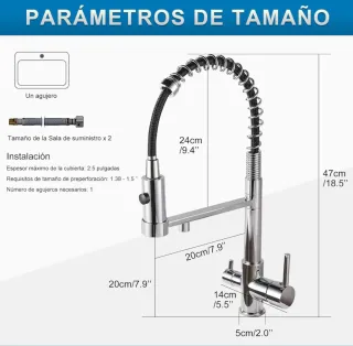 Grifo de cocina latón cromado