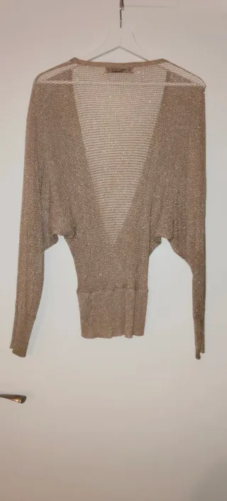 Chaqueta Zara Brillo Punto Dorada Talla M