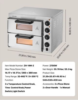 Horno Pizza Eléctrico VEVOR Encimera