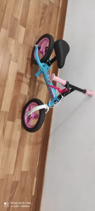 Bicicleta de equilibrio azul y rosa