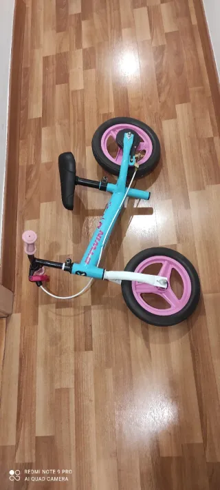 Bicicleta de equilibrio azul y rosa