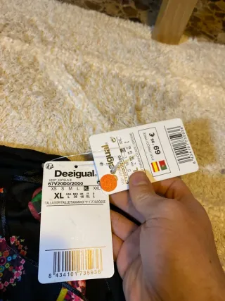 Vestido Desigual Negro Estampado Talla XL