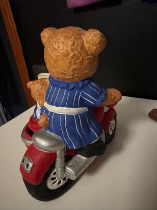 Hucha Ositos en Moto cerámica