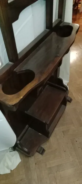 Paragüero con espejo de madera y cristal