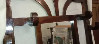 Paragüero con espejo de madera y cristal