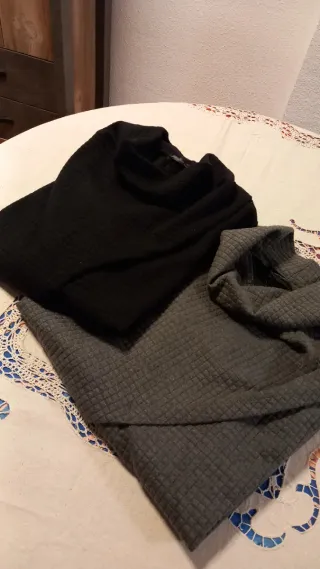 2 Abrigos Jersey Tallas Grandes Gris y negro