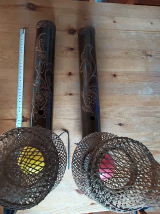 Lámparas Mimbre y Bambú Marrón