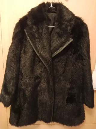 Abrigo Piel Sintética Negro