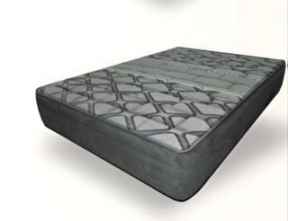 Colchón de tela gris y blanco