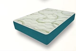 Colchón de tela gris y blanco