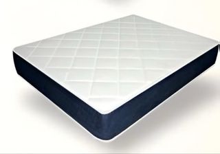 Colchón de tela gris y blanco