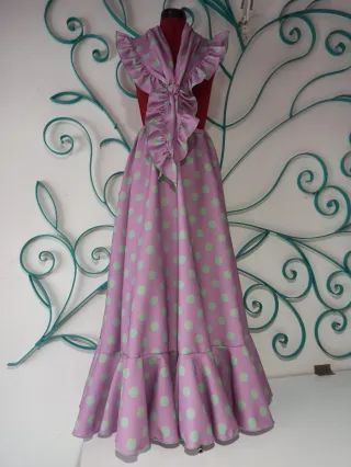 Conjunto Flamenco Lunares Morado y Verde