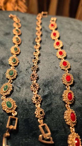 Conjunto 3 pulseras acero piedras