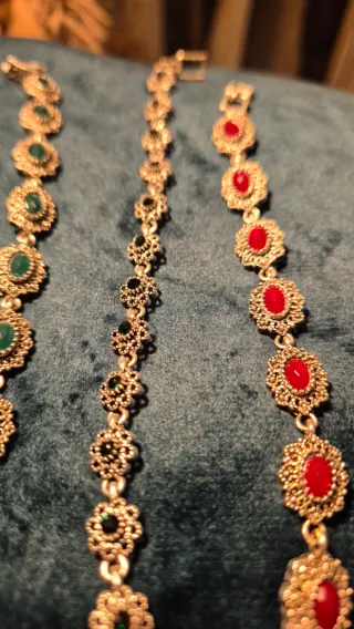 Conjunto 3 pulseras acero piedras