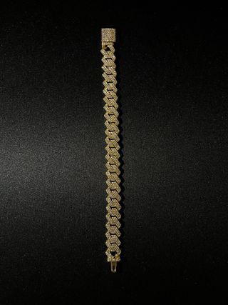 Bracciale a maglie dorato con strass