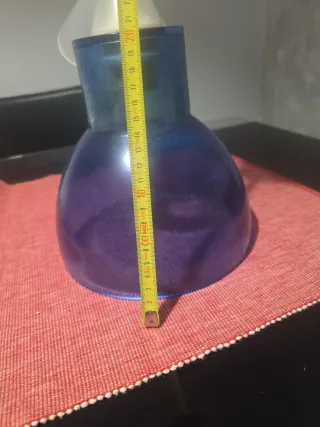 Lámpara colgante de vidrio azul y morado