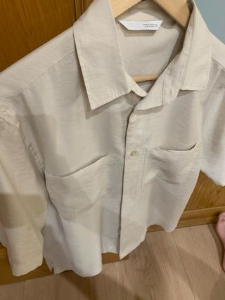 Conjunto corto de lino color beige