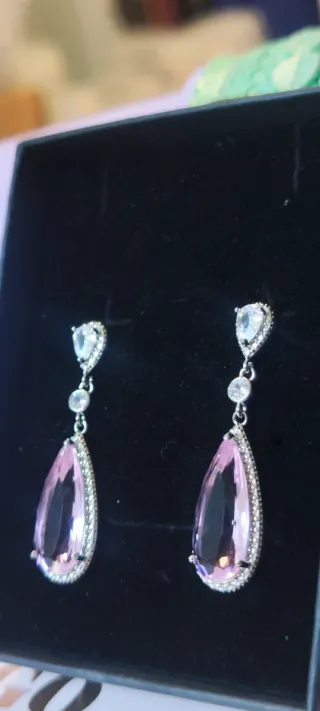 Pendientes rosa brillo