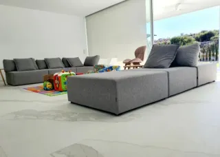 Sofá Chaise Longue Gris Tela