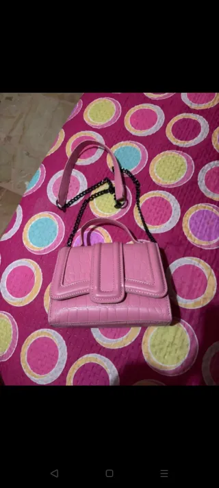 Borsa donna rosa effetto coccodrillo